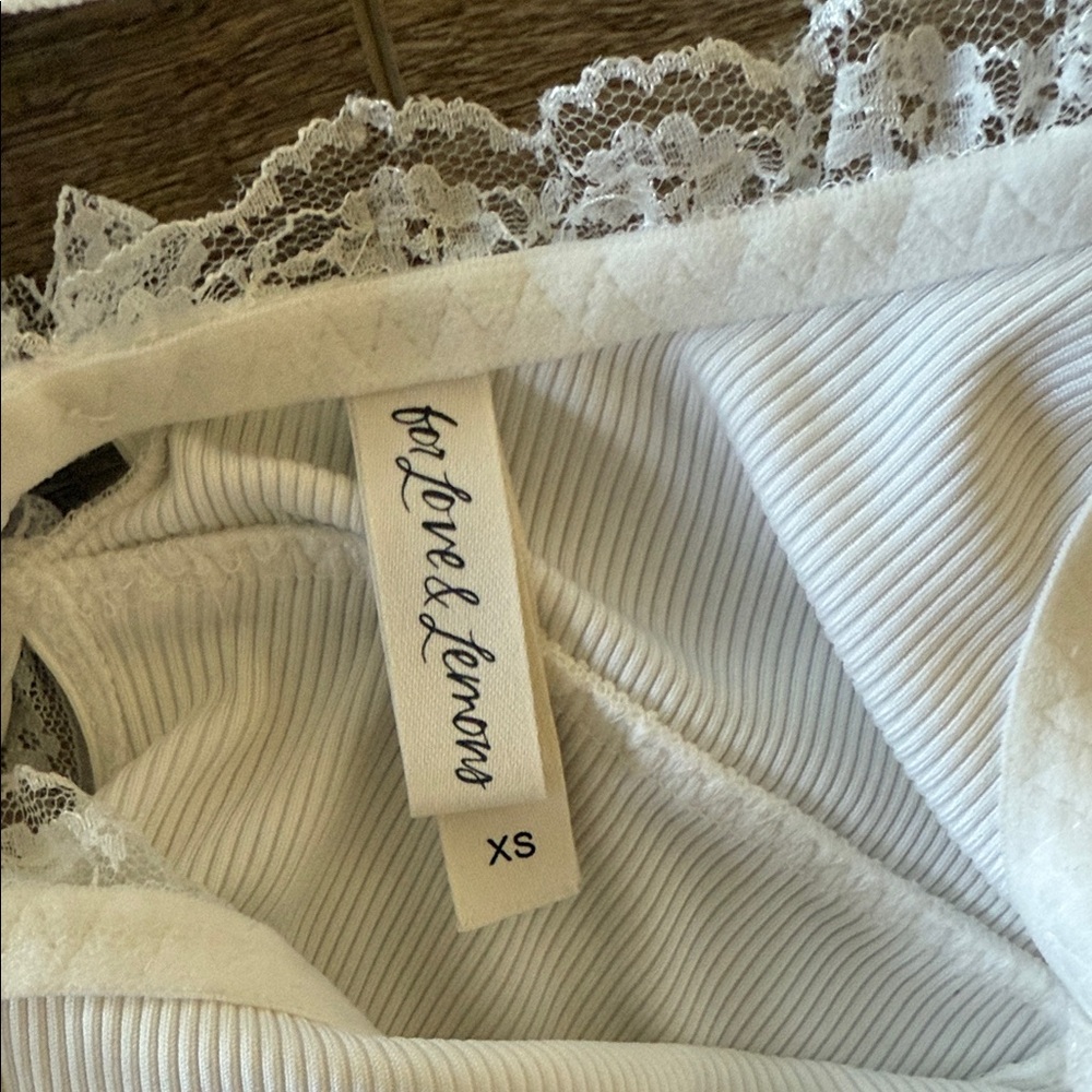 For Love And Lemons White Lace Trim Crop Top - Picture 3 of 3